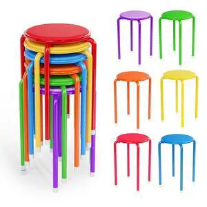 18 Inch Padded Stacking Stools 6 Pack, Colorful Metal Round Stool | Faux Leather Round Stackable Stools, Space-saving, Portable, Decoration for School Home Kitchen, Indoor Outdoor Party 18 Inch Padded Stacking Stools 6 Pack, Colorful Metal Round Stool | Faux Leather Round Stackable Stools, Space-saving, Portable, Decoration for School Home Kitchen, Indoor Outdoor Party
