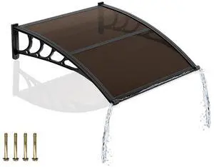 Awning for Door Entrance, 40" x 40" Window Awnings Exterior Canopy with Drainage & ABS Bracket, Polycarbonate Cover UV/Rain/Snow Protection for Porch, Patio (Brown Board & Black Bracket) Awning for Door Entrance, 40" x 40" Window Awnings Exterior Canopy with Drainage & ABS Bracket, Polycarbonate Cover UV/Rain/Snow Protection for Porch, Patio (Brown Board & Black Bracket)