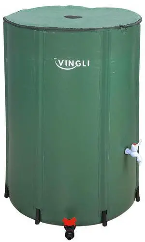 PVC 50 Gallon Collapsible Rain Barrel (Green, 100 Gallon) | Upgraded Foldable PVC Rain Water Collection Barrel, Water Barrel with Filter Mesh, Double-Seal Spigot & Overflow Connector PVC 50 Gallon Collapsible Rain Barrel (Green, 100 Gallon) | Upgraded Foldable PVC Rain Water Collection Barrel, Water Barrel with Filter Mesh, Double-Seal Spigot & Overflow Connector