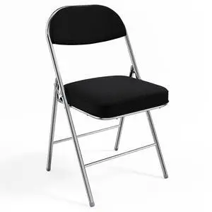 Folding Chairs with Padded Seat & Backrest, Metal Frame, Durable Corduroy Fabric, 350 lbs Capacity, Set of 1, Black Ideal for Weddings, Parties, Office Events Folding Chairs with Padded Seat & Backrest, Metal Frame, Durable Corduroy Fabric, 350 lbs Capacity, Set of 1, Black Ideal for Weddings, Parties, Office Events