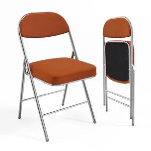 2 Pack Folding Chairs with Padded Seat & Backrest, Metal Frame, Durable Corduroy Fabric, 350 lbs Capacity, Set of 2, Orange Ideal for Weddings, Parties, Office Events 2 Pack Folding Chairs with Padded Seat & Backrest, Metal Frame, Durable Corduroy Fabric, 350 lbs Capacity, Set of 2, Orange Ideal for Weddings, Parties, Office Events