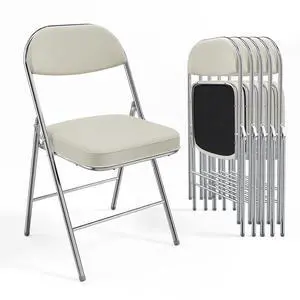 6 Pack Folding Chairs with Padded Seat & Backrest, Metal Frame, Durable Corduroy Fabric, 350 lbs Capacity, Set of 6, Off-White Ideal for Weddings, Parties, Office Events 6 Pack Folding Chairs with Padded Seat & Backrest, Metal Frame, Durable Corduroy Fabric, 350 lbs Capacity, Set of 6, Off-White Ideal for Weddings, Parties, Office Events