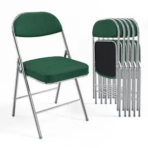 6 Pack Folding Chairs with Padded Seat & Backrest, Metal Frame, Durable Corduroy Fabric, 350 lbs Capacity, Set of 6, Olive Green Ideal for Weddings, Parties, Office Events 6 Pack Folding Chairs with Padded Seat & Backrest, Metal Frame, Durable Corduroy Fabric, 350 lbs Capacity, Set of 6, Olive Green Ideal for Weddings, Parties, Office Events