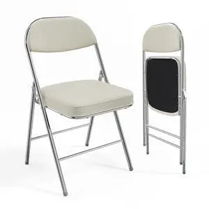 2 Pack Folding Chairs with Padded Seat & Backrest, Metal Frame, Durable Corduroy Fabric, 350 lbs Capacity, Set of 2, Off-White Ideal for Weddings, Parties, Office Events 2 Pack Folding Chairs with Padded Seat & Backrest, Metal Frame, Durable Corduroy Fabric, 350 lbs Capacity, Set of 2, Off-White Ideal for Weddings, Parties, Office Events