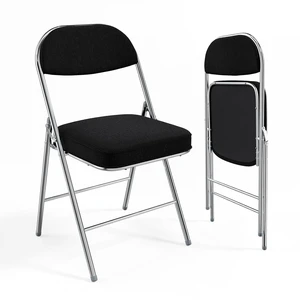 2 Pack Folding Chairs with Padded Seat & Backrest, Metal Frame, Durable Corduroy Fabric, 350 lbs Capacity, Set of 2, Black Ideal for Weddings, Parties, Office Events 2 Pack Folding Chairs with Padded Seat & Backrest, Metal Frame, Durable Corduroy Fabric, 350 lbs Capacity, Set of 2, Black Ideal for Weddings, Parties, Office Events