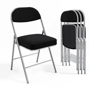 4 Pack Folding Chairs with Padded Seat & Backrest, Metal Frame, Durable Corduroy Fabric, 350 lbs Capacity, Set of 4, Black Ideal for Weddings, Parties, Office Events 4 Pack Folding Chairs with Padded Seat & Backrest, Metal Frame, Durable Corduroy Fabric, 350 lbs Capacity, Set of 4, Black Ideal for Weddings, Parties, Office Events