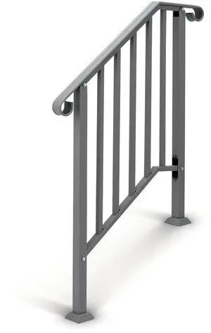 Handrails for Outdoor Steps, Stair Handrail Fits 1 to 5 Steps, Wrought Iron Hand Rail Stair Railing Kit for Concrete/Porch/Wooden Steps (1, Silver Grey, 2 to 3 Steps) Handrails for Outdoor Steps, Stair Handrail Fits 1 to 5 Steps, Wrought Iron Hand Rail Stair Railing Kit for Concrete/Porch/Wooden Steps (1, Silver Grey, 2 to 3 Steps)