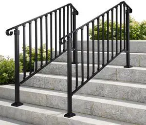Handrails for Outdoor Steps, Stair Handrail Fits 1 to 5 Steps, Wrought Iron Hand Rail Stair Railing Kit for Concrete/Porch/Wooden Steps (2, Matte Black, 4 to 5 Steps) Handrails for Outdoor Steps, Stair Handrail Fits 1 to 5 Steps, Wrought Iron Hand Rail Stair Railing Kit for Concrete/Porch/Wooden Steps (2, Matte Black, 4 to 5 Steps)