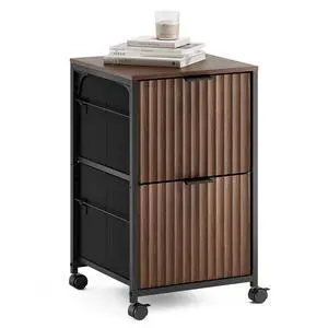 2 Drawer Mobile File Cabinet, Rolling Fluted Filing Cabinet Under Desk File Cabinet with Wheels, Fabric Drawers Printer Stand for Home Office, Fits Letter Size, Walnut 2 Drawer Mobile File Cabinet, Rolling Fluted Filing Cabinet Under Desk File Cabinet with Wheels, Fabric Drawers Printer Stand for Home Office, Fits Letter Size, Walnut