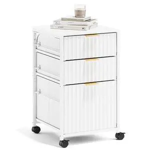 3 Drawer Fluted File Cabinet, Rolling File Cabinet Mobile Under Desk File Cabinet with Wheels, Fabric Drawers Printer Stand for Home Office, Fits Letter Size, White 3 Drawer Fluted File Cabinet, Rolling File Cabinet Mobile Under Desk File Cabinet with Wheels, Fabric Drawers Printer Stand for Home Office, Fits Letter Size, White