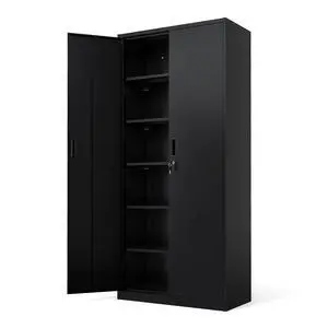 Metal Garage Storage Cabinet with 2 Doors and 5 Adjustable Shelves, 71" Tall Steel Lockable File Cabinet, Locking Tool Cabinets for Home Office Garage Gym School (Black) Metal Garage Storage Cabinet with 2 Doors and 5 Adjustable Shelves, 71" Tall Steel Lockable File Cabinet, Locking Tool Cabinets for Home Office Garage Gym School (Black)