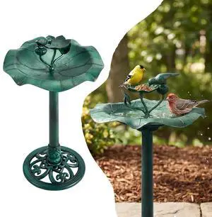 Pedestal Bird Bath, Resin Birdbaths Weather Resistant, Bird Baths with Floral Accents & Vintage Finish, Garden Decor for Outdoor, Patio, Yard, Lawn (Green Floral) Pedestal Bird Bath, Resin Birdbaths Weather Resistant, Bird Baths with Floral Accents & Vintage Finish, Garden Decor for Outdoor, Patio, Yard, Lawn (Green Floral)