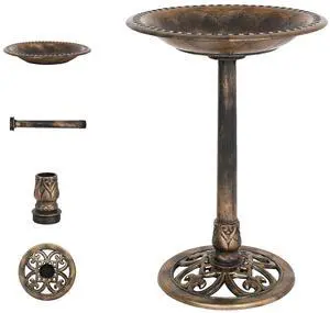Pedestal Bird Bath, Resin Birdbaths Weather Resistant, Bird Baths with Floral Accents & Vintage Finish, Garden Decor for Outdoor, Patio, Yard, Lawn (Copper) Pedestal Bird Bath, Resin Birdbaths Weather Resistant, Bird Baths with Floral Accents & Vintage Finish, Garden Decor for Outdoor, Patio, Yard, Lawn (Copper)