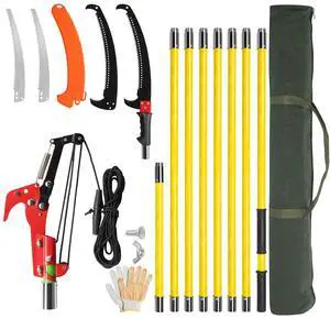 26FT Manual Pole Saw for Tree Trimming, Extendable Tree Pruner, Sharp Steel Blade and Scissors, High Tree Branch Cutter with Lightweight 8 Fiberglass Long Handles, for Pruning Palms and Shrubs 26FT Manual Pole Saw for Tree Trimming, Extendable Tree Pruner, Sharp Steel Blade and Scissors, High Tree Branch Cutter with Lightweight 8 Fiberglass Long Handles, for Pruning Palms and Shrubs