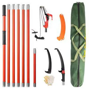24ft Manual Pole Saws, Extendable Tree Trimmers Long Handle Pruner, Sharp Steel Blade and Scissors, Long Tree Pruner with Lightweight 7 Fiberglass Handles for Pruning Palms and Shrubs 24ft Manual Pole Saws, Extendable Tree Trimmers Long Handle Pruner, Sharp Steel Blade and Scissors, Long Tree Pruner with Lightweight 7 Fiberglass Handles for Pruning Palms and Shrubs