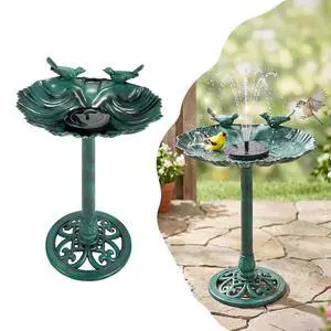 Pedestal Bird Bath with Solar Fountain, Solar Pump Resin Birdbaths, Weather Resistant Bird Baths with Ground Stakes, Vintage Finish Garden Decor for Outdoor, Patio, Yard, Lawn(Green Shell) Pedestal Bird Bath with Solar Fountain, Solar Pump Resin Birdbaths, Weather Resistant Bird Baths with Ground Stakes, Vintage Finish Garden Decor for Outdoor, Patio, Yard, Lawn(Green Shell)