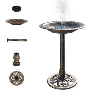 Pedestal Bird Bath with Solar Fountain, Solar Pump Resin Birdbaths, Weather Resistant Bird Baths with Ground Stakes, Vintage Finish Garden Decor for Outdoor, Patio, Yard, Lawn (Copper) Pedestal Bird Bath with Solar Fountain, Solar Pump Resin Birdbaths, Weather Resistant Bird Baths with Ground Stakes, Vintage Finish Garden Decor for Outdoor, Patio, Yard, Lawn (Copper)