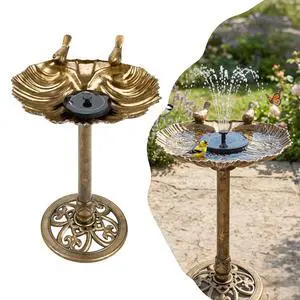 Pedestal Bird Bath with Solar Fountain, Solar Pump Resin Birdbaths, Weather Resistant Bird Baths with Ground Stakes, Vintage Finish Garden Decor for Outdoor, Patio, Yard, Lawn (Copper Shell) Pedestal Bird Bath with Solar Fountain, Solar Pump Resin Birdbaths, Weather Resistant Bird Baths with Ground Stakes, Vintage Finish Garden Decor for Outdoor, Patio, Yard, Lawn (Copper Shell)