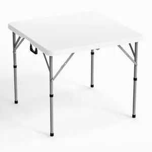34" Fold in Half Square Table, Bi-Folding Commercial Portable Plastic Dining Table for Kitchen Outdoor Party Wedding Event, White 34" Fold in Half Square Table, Bi-Folding Commercial Portable Plastic Dining Table for Kitchen Outdoor Party Wedding Event, White
