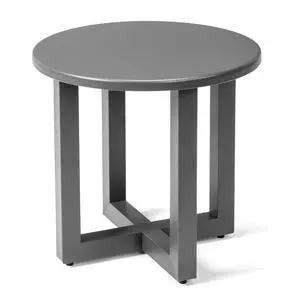 Round Outdoor Side Table, Small Metal Outdoor Table Patio End Tables for Balcony, Porch, Garden and Poolside (Grey) Round Outdoor Side Table, Small Metal Outdoor Table Patio End Tables for Balcony, Porch, Garden and Poolside (Grey)