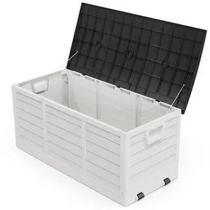 75 Gallon Collapsible Outdoor Storage Box, White Body, Black Lib | Collapsible Deck Box with Wheels, Weatherproof Outdoor Storage Box for Deck, Patio, Porch, Backyard and Garage 75 Gallon Collapsible Outdoor Storage Box, White Body, Black Lib | Collapsible Deck Box with Wheels, Weatherproof Outdoor Storage Box for Deck, Patio, Porch, Backyard and Garage