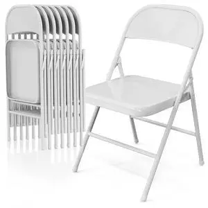 Folding Chairs All Steel Metal Frame, Capacity 350 lbs, Durable Portable and Versatile for Indoor Outdoor Use, White, Set of 8 Folding Chairs All Steel Metal Frame, Capacity 350 lbs, Durable Portable and Versatile for Indoor Outdoor Use, White, Set of 8