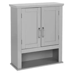 Medecine Cabinet with 2 Doors Bathrooom Wall Cabinet Grey Over The Toilet Storage Towel Cabinet 1 Adjustable Shelf Wooden Hanging Organizer Bathroom Furniture Medecine Cabinet with 2 Doors Bathrooom Wall Cabinet Grey Over The Toilet Storage Towel Cabinet 1 Adjustable Shelf Wooden Hanging Organizer Bathroom Furniture