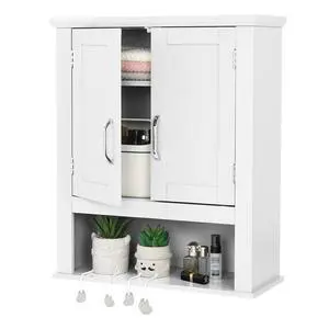 Bathroom Wall Cabinet 21"x8.5"x25" Modern White Medicine Wall Mount Bathroom Cabinet Organizer Over The Toilet Storage with 2 Doors 1 Adjustable Shelf for Restroom Laundry Room Home Furniture Bathroom Wall Cabinet 21"x8.5"x25" Modern White Medicine Wall Mount Bathroom Cabinet Organizer Over The Toilet Storage with 2 Doors 1 Adjustable Shelf for Restroom Laundry Room Home Furniture