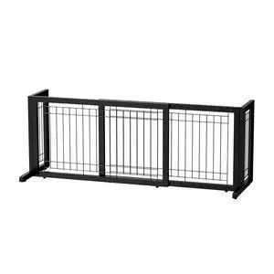 Bonnlo Free Standing Dog Gate, 37" - 68" Wide Pet Gate for Fireplace Stairs Doorways, Wooden Adjustable Pet Fence Indoor, Christmas Tree Gate (Black) Bonnlo Free Standing Dog Gate, 37" - 68" Wide Pet Gate for Fireplace Stairs Doorways, Wooden Adjustable Pet Fence Indoor, Christmas Tree Gate (Black)