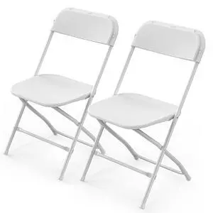White Plastic Folding Chairs, Set of 2, Heavy-Duty Commercial Seats with Steel Frame, 350 lb Capacity, for Indoor & Outdoor Events, Office, Wedding, Party & Dining (2, White, S) White Plastic Folding Chairs, Set of 2, Heavy-Duty Commercial Seats with Steel Frame, 350 lb Capacity, for Indoor & Outdoor Events, Office, Wedding, Party & Dining (2, White, S)
