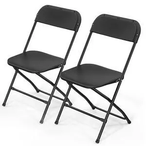 Black Plastic Folding Chairs, Set of 2, Heavy-Duty Commercial Seats with Steel Frame, 350 lb Capacity, for Indoor & Outdoor Events, Office, Wedding, Party & Dining (2, Black, S) Black Plastic Folding Chairs, Set of 2, Heavy-Duty Commercial Seats with Steel Frame, 350 lb Capacity, for Indoor & Outdoor Events, Office, Wedding, Party & Dining (2, Black, S)