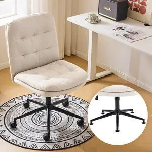 Mid Back Armless Office Desk Chair with Wheels/no Wheels,360°Rocking Swivel Vanity Chair with Thickened Cushion,Adjustable Height Rolling for Reading Room, Make up,Linen Beige Mid Back Armless Office Desk Chair with Wheels/no Wheels,360°Rocking Swivel Vanity Chair with Thickened Cushion,Adjustable Height Rolling for Reading Room, Make up,Linen Beige