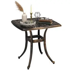21 Outdoor Side Table, Cast Aluminum All-Weather Patio Side Table Small Outdoor Table Bistro Table for Outside, Porch, Balcony, Patio, Bronze 21 Outdoor Side Table, Cast Aluminum All-Weather Patio Side Table Small Outdoor Table Bistro Table for Outside, Porch, Balcony, Patio, Bronze