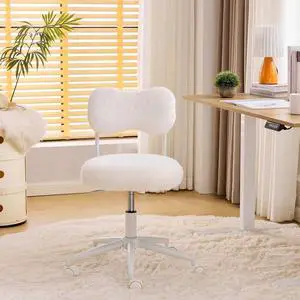 Small Swivel Vanity Chair with Wheels & Back,15° Reclining Makeup Chair, Cute Armless Home Office Desk Chair for Learning or Bedroom, Mute Computer Chair for Girls or Kids,Plush Fur,Beige Small Swivel Vanity Chair with Wheels & Back,15° Reclining Makeup Chair, Cute Armless Home Office Desk Chair for Learning or Bedroom, Mute Computer Chair for Girls or Kids,Plush Fur,Beige