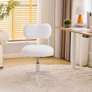 Small Swivel Vanity Chair with Wheels & Back,15° Reclining Makeup Chair, Cute Armless Home Office Desk Chair for Learning or Bedroom, Mute Computer Chair for Girls or Kids,Plush Fur,Cream Small Swivel Vanity Chair with Wheels & Back,15° Reclining Makeup Chair, Cute Armless Home Office Desk Chair for Learning or Bedroom, Mute Computer Chair for Girls or Kids,Plush Fur,Cream