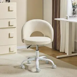 Small Vanity Chair with Wheels for Girls.Cute Modern Adjustable Height Armless Office Desk Chair.360°Swivel Comfy Rolling Chair for Study, Make up Room,Small Space,Linen Light Yellow Small Vanity Chair with Wheels for Girls.Cute Modern Adjustable Height Armless Office Desk Chair.360°Swivel Comfy Rolling Chair for Study, Make up Room,Small Space,Linen Light Yellow