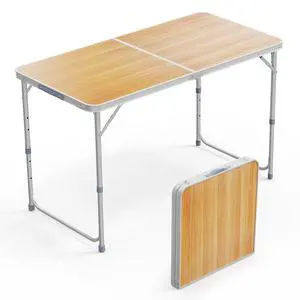 4FT White Folding Table with Carrying Handle Height Adjustable Lightweight Fold Up Portable for Indoor Outdoor Picnic,Camping,Hiking,Fishing,BBQ 4FT White Folding Table with Carrying Handle Height Adjustable Lightweight Fold Up Portable for Indoor Outdoor Picnic,Camping,Hiking,Fishing,BBQ