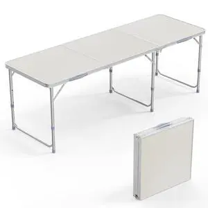 6ft Folding Camping Table with Carry Handle,Portable Utility Table Multipurpose for Party Picnic Tailgating Outdoor Patio Garden Indoor Kitchen 6ft Folding Camping Table with Carry Handle,Portable Utility Table Multipurpose for Party Picnic Tailgating Outdoor Patio Garden Indoor Kitchen