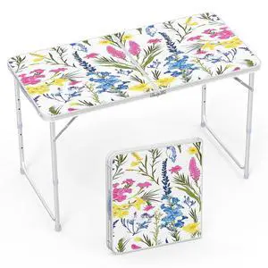 4FT White Folding Table with Carrying Handle Height Adjustable Lightweight Fold Up Portable for Indoor Outdoor Picnic,Camping,Hiking,Fishing,BBQ 4FT White Folding Table with Carrying Handle Height Adjustable Lightweight Fold Up Portable for Indoor Outdoor Picnic,Camping,Hiking,Fishing,BBQ