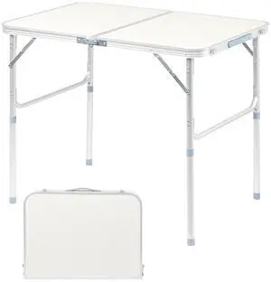3FT Small Camping Folding Table Adjustable Height Aluminum Folding Table for Picnic Party BBQ, Plastic RV Suitcase Table Portable Lightweight Fold Up Utility Outdoor Tables 3FT Small Camping Folding Table Adjustable Height Aluminum Folding Table for Picnic Party BBQ, Plastic RV Suitcase Table Portable Lightweight Fold Up Utility Outdoor Tables
