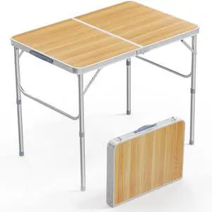 3FT Small Camping Table Adjustable Height Aluminum Folding Table for Picnic Party BBQ, Plastic RV Suitcase Table Portable Lightweight Fold Up Utility Outdoor Tables with Carrying Handle 3FT Small Camping Table Adjustable Height Aluminum Folding Table for Picnic Party BBQ, Plastic RV Suitcase Table Portable Lightweight Fold Up Utility Outdoor Tables with Carrying Handle