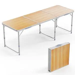 6ft Folding Camping Table with Carry Handle,Portable Utility Table Multipurpose for Party Picnic Tailgating Outdoor Patio Garden Indoor Kitchen 6ft Folding Camping Table with Carry Handle,Portable Utility Table Multipurpose for Party Picnic Tailgating Outdoor Patio Garden Indoor Kitchen