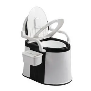 Portable Toilet | Back & Handrail Design Commode with 5 Gallon Bucket Inner, Camping RV Toilet for Adult, Kids, Home, Boat, Van, Travel, Black Portable Toilet | Back & Handrail Design Commode with 5 Gallon Bucket Inner, Camping RV Toilet for Adult, Kids, Home, Boat, Van, Travel, Black