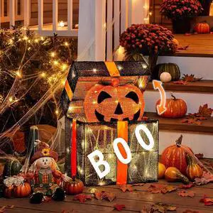 Cute Halloween Decorations Outdoor, Animated Pumpkin Decorations Gift Box, Light up Pumpkins with Pre-lit 60 LEDs for Front Porch, Garden, Living Room, Kitchen, Office, and Home Party Decor Cute Halloween Decorations Outdoor, Animated Pumpkin Decorations Gift Box, Light up Pumpkins with Pre-lit 60 LEDs for Front Porch, Garden, Living Room, Kitchen, Office, and Home Party Decor