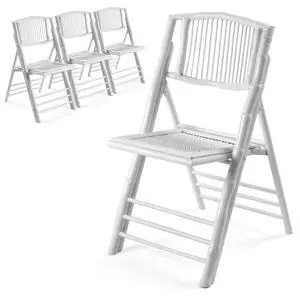 Bamboo Folding Chair, Foldable Dining Wood Chairs Comfortable Seat for Outdoor & Indoor, Patio, Porch, Wedding, Party, Event,White (4 Pack) Bamboo Folding Chair, Foldable Dining Wood Chairs Comfortable Seat for Outdoor & Indoor, Patio, Porch, Wedding, Party, Event,White (4 Pack)