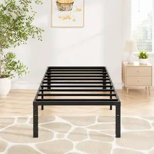 14 Inch Twin Bed Frame, Heavy Duty Metal Platform, No Box Spring Needed, Sturdy Steel Slat Support, Easy Assembly, Noise-Free, 12.4 Inch Underbed Storage,Black 14 Inch Twin Bed Frame, Heavy Duty Metal Platform, No Box Spring Needed, Sturdy Steel Slat Support, Easy Assembly, Noise-Free, 12.4 Inch Underbed Storage,Black