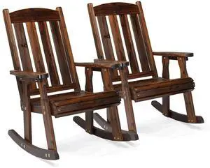 Outdoor Rocking Chair Set of 2, Heavy Duty 600 LBS Rocker, Rustic | High & Comfortable Backrest, Weatherproof Patio Rocker with Ergonomic Design, for Patio, Garden, Porch Outdoor Rocking Chair Set of 2, Heavy Duty 600 LBS Rocker, Rustic | High & Comfortable Backrest, Weatherproof Patio Rocker with Ergonomic Design, for Patio, Garden, Porch
