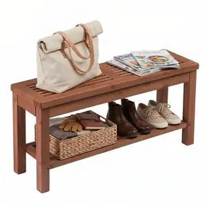 VINGLI Rustic Storage Bench, Solid Wood Seat with Storage Shelf, Indoor Outdoor Shoe Rack, 450lbs Capacity Small Outdoor Bench for Mudroom Entryway Patio Porch (Brown, 40in) VINGLI Rustic Storage Bench, Solid Wood Seat with Storage Shelf, Indoor Outdoor Shoe Rack, 450lbs Capacity Small Outdoor Bench for Mudroom Entryway Patio Porch (Brown, 40in)