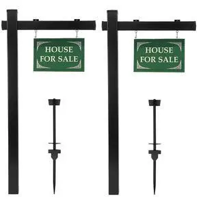 VINGLI Vinyl PVC Real Estate Sign Post, 6' Tall Yard Post for Sale Open House and Home, Black (Two Pack) VINGLI Vinyl PVC Real Estate Sign Post, 6' Tall Yard Post for Sale Open House and Home, Black (Two Pack)