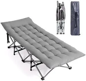VINGLI Folding Camping Cot Bed,Camping Cots for Adults with Mattress, Foldable Cots for Sleeping with Pillow 1200D Layer Oxford for for Guest,Travel,Hiking-Grey 2P VINGLI Folding Camping Cot Bed,Camping Cots for Adults with Mattress, Foldable Cots for Sleeping with Pillow 1200D Layer Oxford for for Guest,Travel,Hiking-Grey 2P